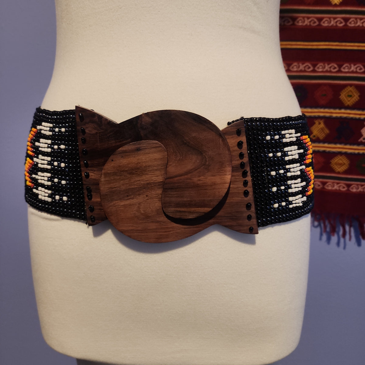 Black beaded tribal belt – Uniqueboutiqueimports display picture 2