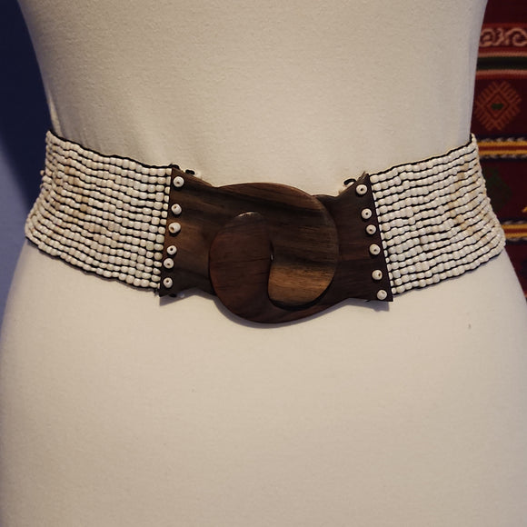 White Tribal beaded belt