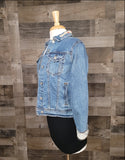 UPCYCLED  STRECH DENIM JACKET GEO HUIPIL & ACCENTS