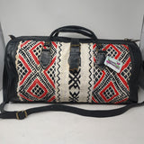 MOROCCAN LEATHER ONE OF A KIND KILIM DUFFLE BAG