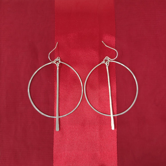SILVER HOOPS WITH STICK DROP
