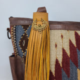 SNAP ON LEATHER FRINGE FULL GRAIN CAFE WITH TIGERS EYE