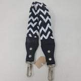 BLACK AND WHITE BRAIDED LEATHER SHOULDER STRAP
