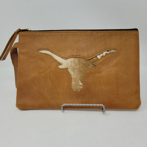 YELLOWSTONE COLLECTION COWHIDE CLUTCH WITH COW HEAD