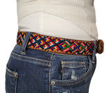 MULTICOLOR WOVEN BELT LEATHER BACKED