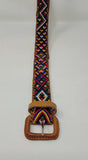 MULTICOLOR WOVEN BELT LEATHER BACKED