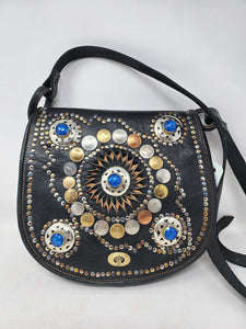 MORROCAN LEATHER STUDDED COIN SADDLE BAG